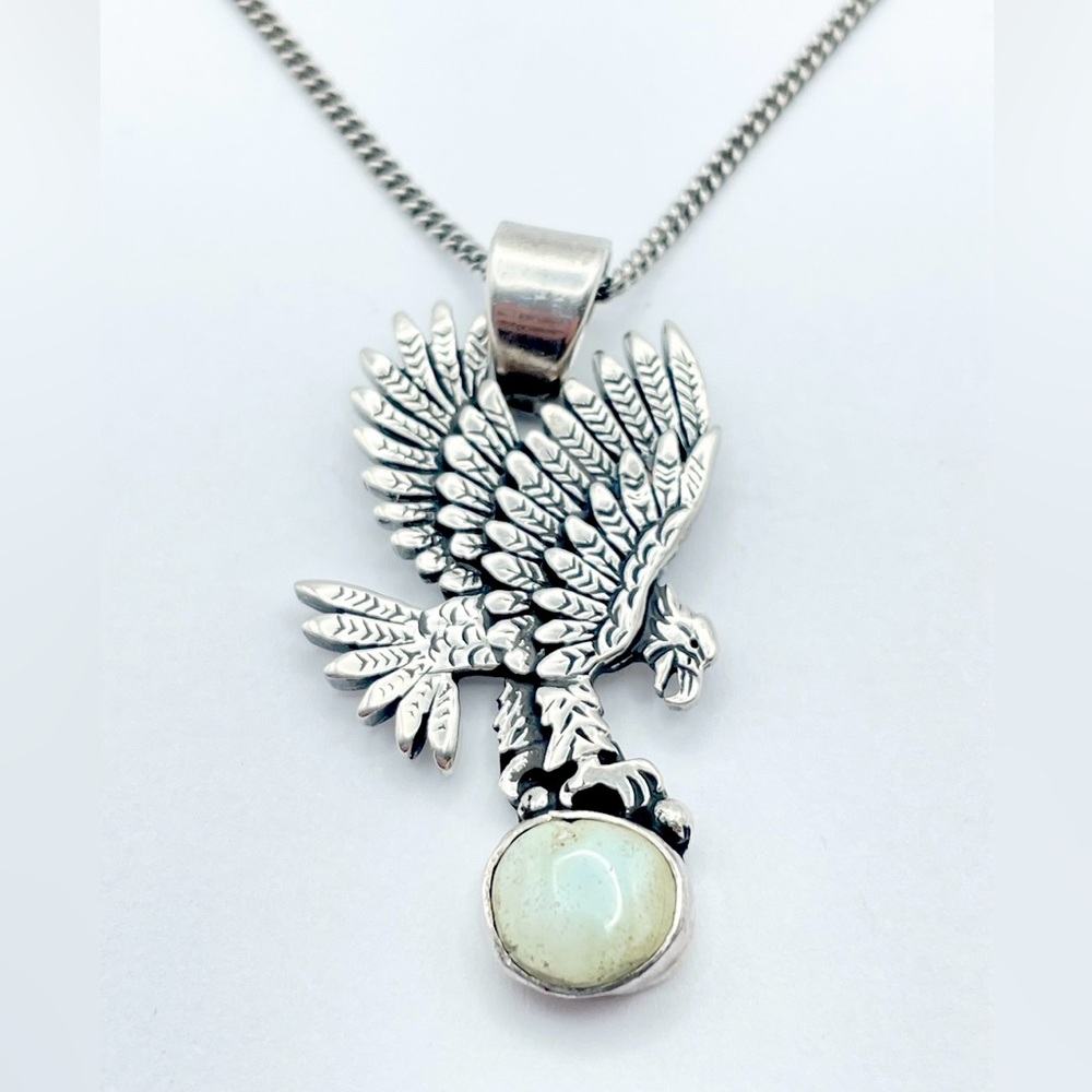 Freddy Charley Turquoise Sterling Silver Eagle Pendant Necklace